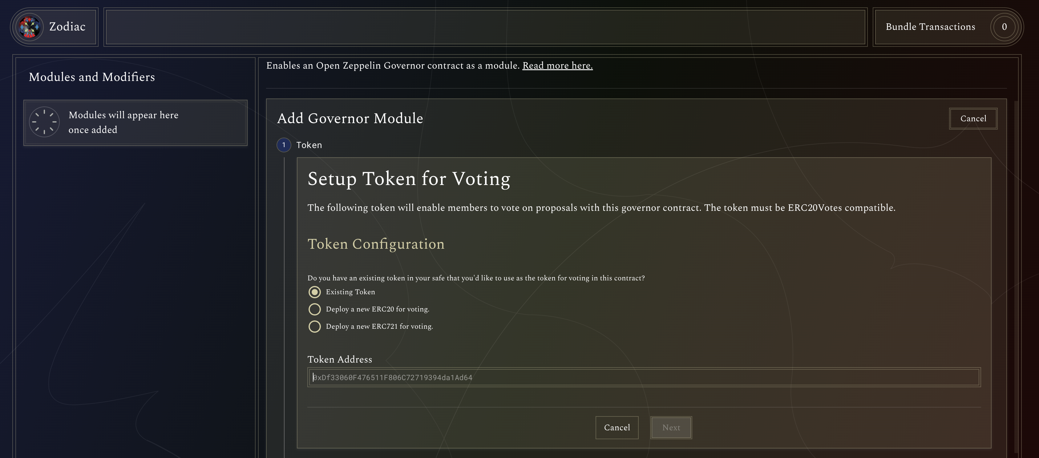 Add a Governor contract to a token in your Safe